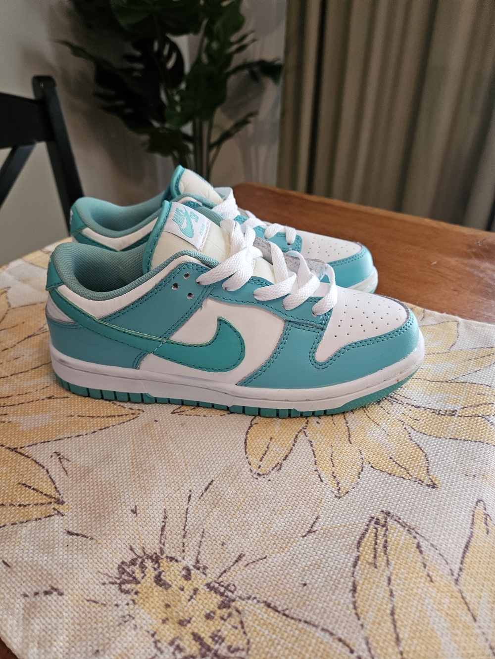 Nike Kids Low-Top Sneakers in Teal and White